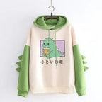 Elegant Oversized Hoodies Women Fashion Splice Dinosaur Print Sweatshirt Tops Casual Long Sleeve Clothes casualSpring Autumn Long Sleeve Dinosaur Sweatshirt Cartoon Design Cute Hoodies for Teens Girls Stevvex