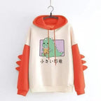 Elegant Oversized Hoodies Women Fashion Splice Dinosaur Print Sweatshirt Tops Casual Long Sleeve Clothes casualSpring Autumn Long Sleeve Dinosaur Sweatshirt Cartoon Design Cute Hoodies for Teens Girls Stevvex