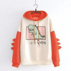 Elegant Oversized Hoodies Women Fashion Splice Dinosaur Print Sweatshirt Tops Casual Long Sleeve Clothes casualSpring Autumn Long Sleeve Dinosaur Sweatshirt Cartoon Design Cute Hoodies for Teens Girls Stevvex