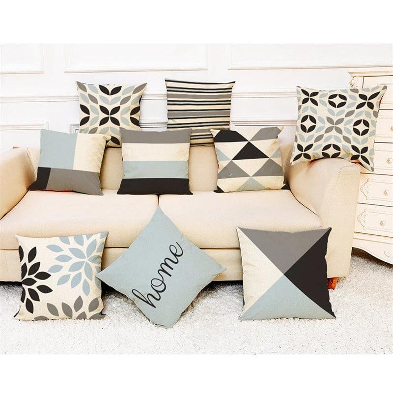 Elegant Pattern Printed Throw Pillow Modern Soft Linen Blend Cushion Home Decorative Fashion Geometric Pattern Throw Pillow Covers Square Decorative Cushion Case For Home Pillows Case Stevvex