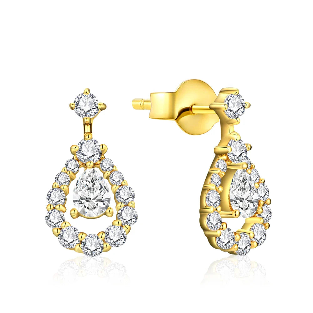 Pear Cut 4x3mm Moissanite Stud Earrings 925 Sterling Silver Bridal Sparkle BandsCo Straps