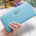 Elegant PU Leather Pink Bowknot Women Long Wallet Fashion Color Purse Phone Card Holder Women Trendy Large Capacity Long Purse Stevvex