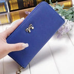 Elegant PU Leather Pink Bowknot Women Long Wallet Fashion Color Purse Phone Card Holder Women Trendy Large Capacity Long Purse Stevvex