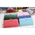 Elegant PU Leather Pink Bowknot Women Long Wallet Fashion Color Purse Phone Card Holder Women Trendy Large Capacity Long Purse Stevvex