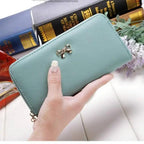 Elegant PU Leather Pink Bowknot Women Long Wallet Fashion Color Purse Phone Card Holder Women Trendy Large Capacity Long Purse Stevvex