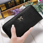 Elegant PU Leather Pink Bowknot Women Long Wallet Fashion Color Purse Phone Card Holder Women Trendy Large Capacity Long Purse Stevvex
