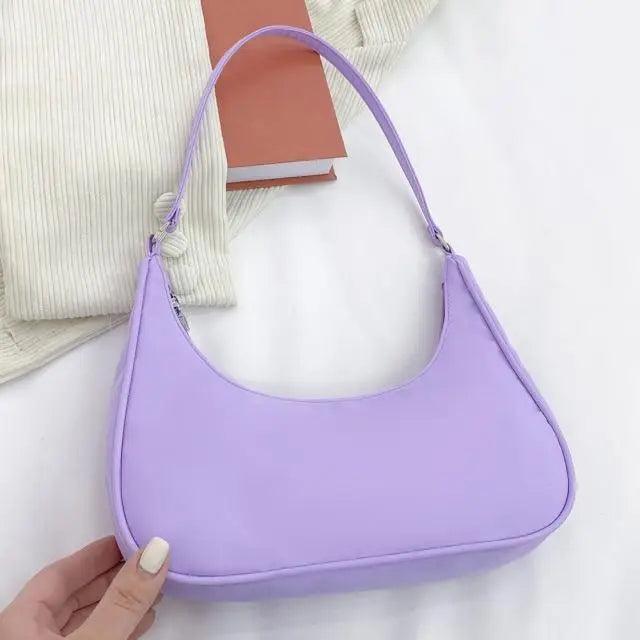 Elegant Pure Color Shoulder Underarm Bags, Casual Ladies Zipper Small Purse Top-handle Handbag For Ladies And Girls Stevvex
