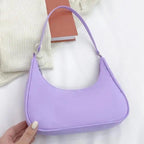 Elegant Pure Color Shoulder Underarm Bags, Casual Ladies Zipper Small Purse Top-handle Handbag For Ladies And Girls Stevvex