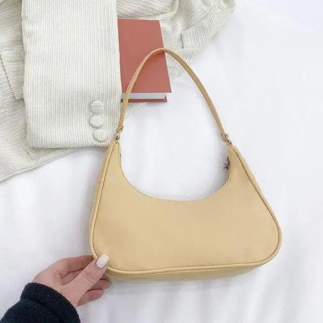 Elegant Pure Color Shoulder Underarm Bags, Casual Ladies Zipper Small Purse Top-handle Handbag For Ladies And Girls Stevvex