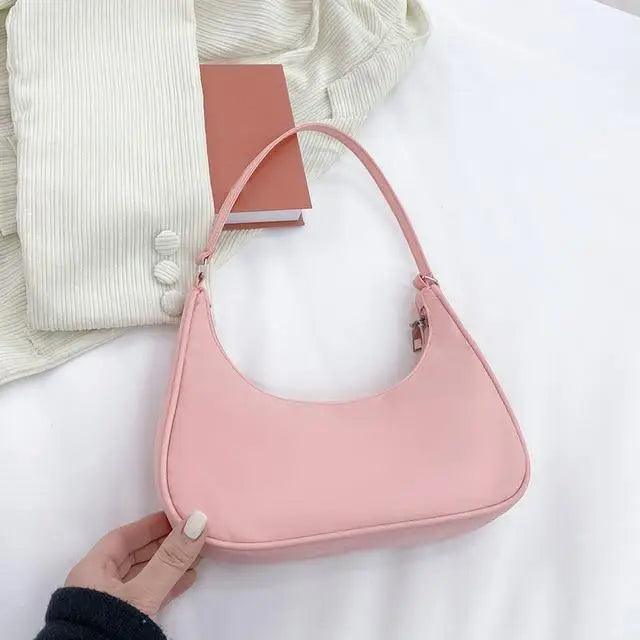 Elegant Pure Color Shoulder Underarm Bags, Casual Ladies Zipper Small Purse Top-handle Handbag For Ladies And Girls Stevvex