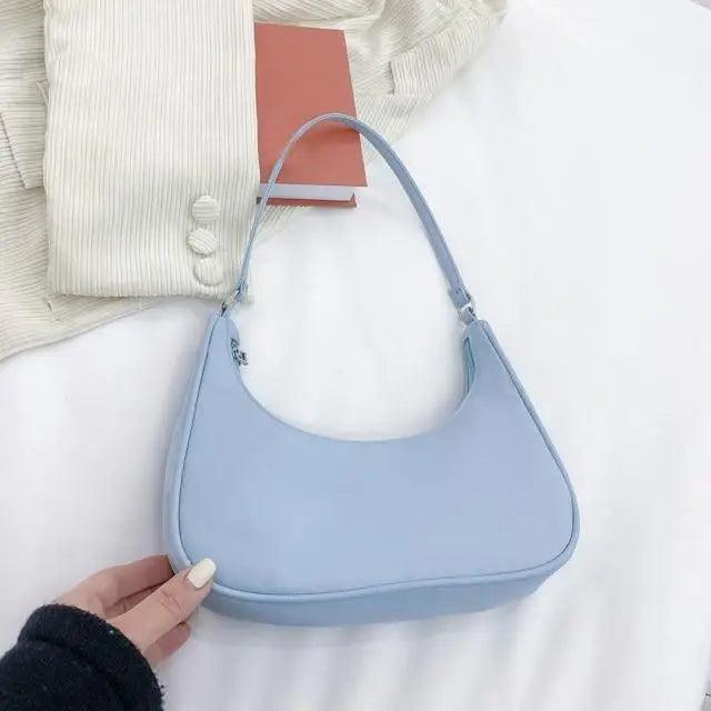 Elegant Pure Color Shoulder Underarm Bags, Casual Ladies Zipper Small Purse Top-handle Handbag For Ladies And Girls Stevvex