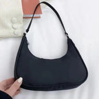 Elegant Pure Color Shoulder Underarm Bags, Casual Ladies Zipper Small Purse Top-handle Handbag For Ladies And Girls Stevvex