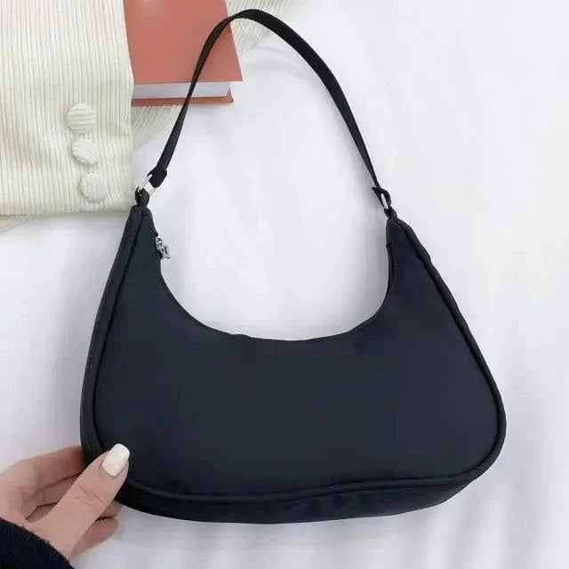 Elegant Pure Color Shoulder Underarm Bags, Casual Ladies Zipper Small Purse Top-handle Handbag For Ladies And Girls Stevvex