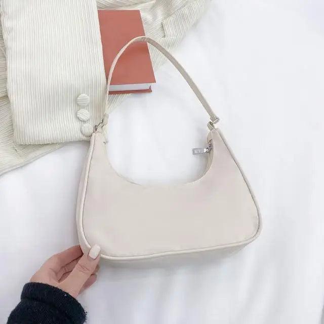 Elegant Pure Color Shoulder Underarm Bags, Casual Ladies Zipper Small Purse Top-handle Handbag For Ladies And Girls Stevvex