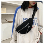 Elegant Purple Ladies Chain Waist Bag Canvas Fanny Pack Luxury Outdoor Chest Bag Phone Purse For Everyday Use Stevvex