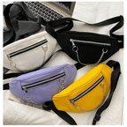 Elegant Purple Ladies Chain Waist Bag Canvas Fanny Pack Luxury Outdoor Chest Bag Phone Purse For Everyday Use Stevvex