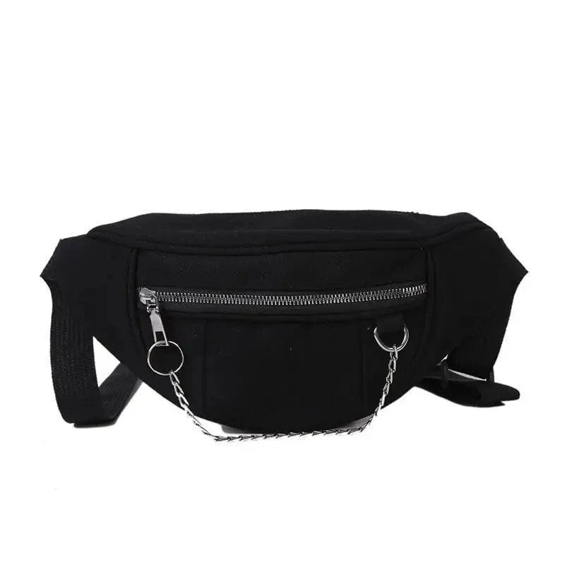 Elegant Purple Ladies Chain Waist Bag Canvas Fanny Pack Luxury Outdoor Chest Bag Phone Purse For Everyday Use Stevvex