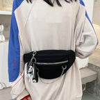 Elegant Purple Ladies Chain Waist Bag Canvas Fanny Pack Luxury Outdoor Chest Bag Phone Purse For Everyday Use Stevvex
