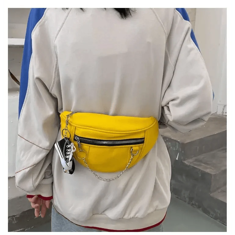 Elegant Purple Ladies Chain Waist Bag Canvas Fanny Pack Luxury Outdoor Chest Bag Phone Purse For Everyday Use Stevvex