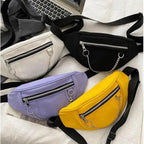 Elegant Purple Ladies Chain Waist Bag Canvas Fanny Pack Luxury Outdoor Chest Bag Phone Purse For Everyday Use Stevvex