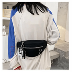 Elegant Purple Ladies Chain Waist Bag Canvas Fanny Pack Luxury Outdoor Chest Bag Phone Purse For Everyday Use Stevvex