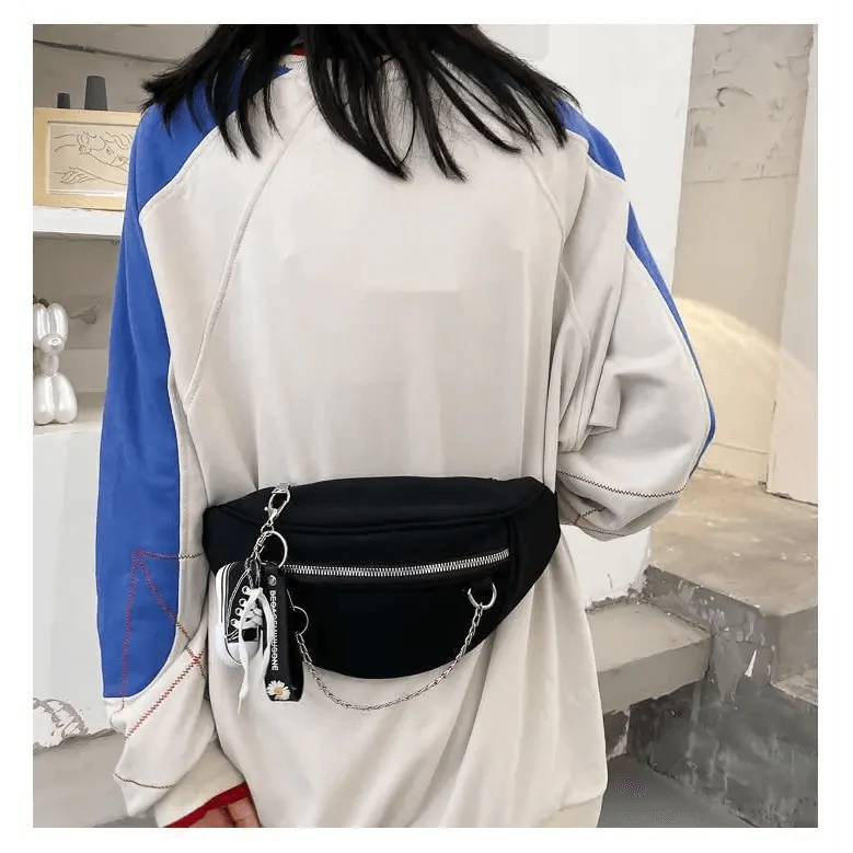 Elegant Purple Ladies Chain Waist Bag Canvas Fanny Pack Luxury Outdoor Chest Bag Phone Purse For Everyday Use Stevvex