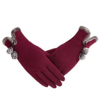 Elegant Red Autumn Full Finger Warm Women Gloves Classic Soft Comfortable Winter One Size Gloves For Women Stevvex