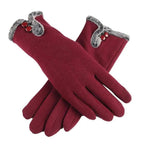 Elegant Red Autumn Full Finger Warm Women Gloves Classic Soft Comfortable Winter One Size Gloves For Women Stevvex