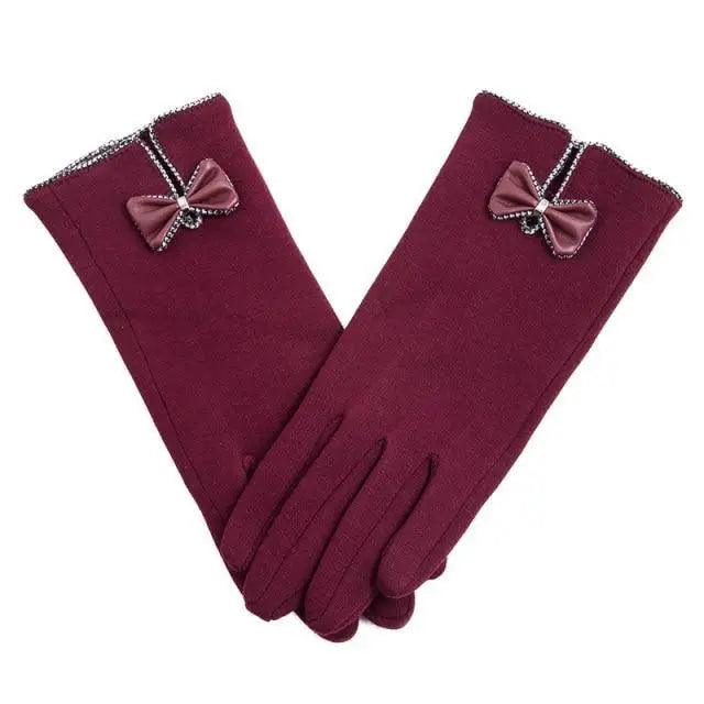 Elegant Red Autumn Full Finger Warm Women Gloves Classic Soft Comfortable Winter One Size Gloves For Women Stevvex