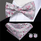 Elegant Silk Butterfly Business Bow Tie Pocket Square Cufflinks Set For Men Formal Wedding Bowtie Set For Office Stevvex