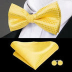 Elegant Silk Butterfly Business Bow Tie Pocket Square Cufflinks Set For Men Formal Wedding Bowtie Set For Office Stevvex