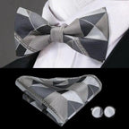 Elegant Silk Butterfly Business Bow Tie Pocket Square Cufflinks Set For Men Formal Wedding Bowtie Set For Office Stevvex