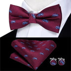 Elegant Silk Butterfly Business Bow Tie Pocket Square Cufflinks Set For Men Formal Wedding Bowtie Set For Office Stevvex