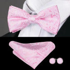 Elegant Silk Butterfly Business Bow Tie Pocket Square Cufflinks Set For Men Formal Wedding Bowtie Set For Office Stevvex