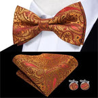 Elegant Silk Butterfly Business Bow Tie Pocket Square Cufflinks Set For Men Formal Wedding Bowtie Set For Office Stevvex
