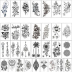 Elegant Sketches Black Flowers Body Tattoo Waterproof Temporary 3D Flowers Luxury Design For Womens Stevvex