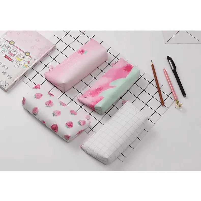 Elegant Small Fresh Print Stationery Portable Stylish Simple Pencil Case Cool Case For Students Office School Pouch Stevvex