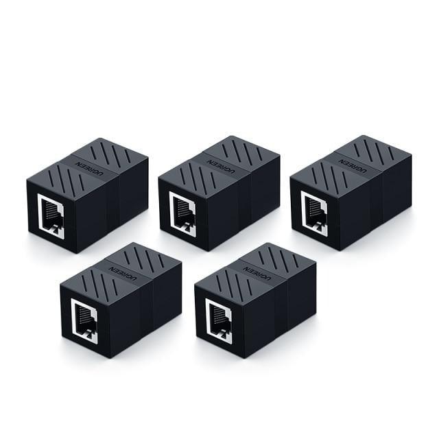 Elegant Small RJ45 Network Coupler Connector Cat7/6/5e Ethernet Adapter 8P8C Network Extender Extension Cable For Ethernet Cable Adapter Female To Female Black Stevvex