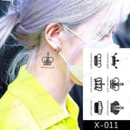 Elegant Small Waterproof Temporary Tattoo Sticker Makeup Flame Finger Black Square Rose Flower High Quality Design For Womens