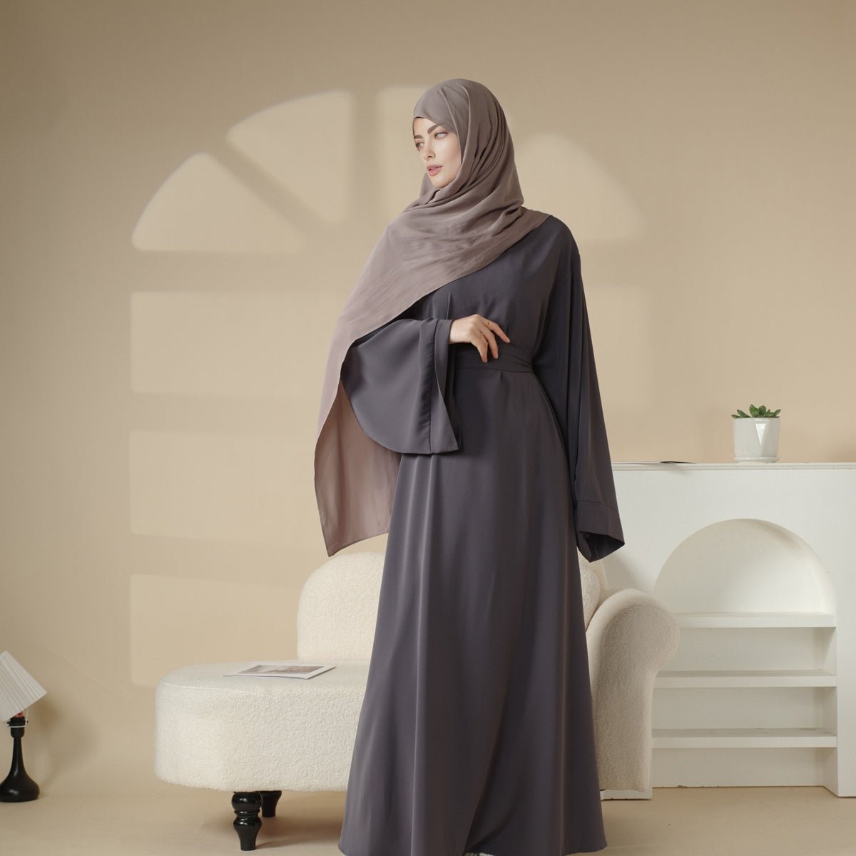 Elegant Solid Color Abaya For Muslimahs (MA036) Mariam's Collection