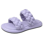 Elegant Solid Sandals Comfortable Women Summer Collection - Narrow Band Platform Cute Sandals Slippers Outfit indoor outdoor Stevvex