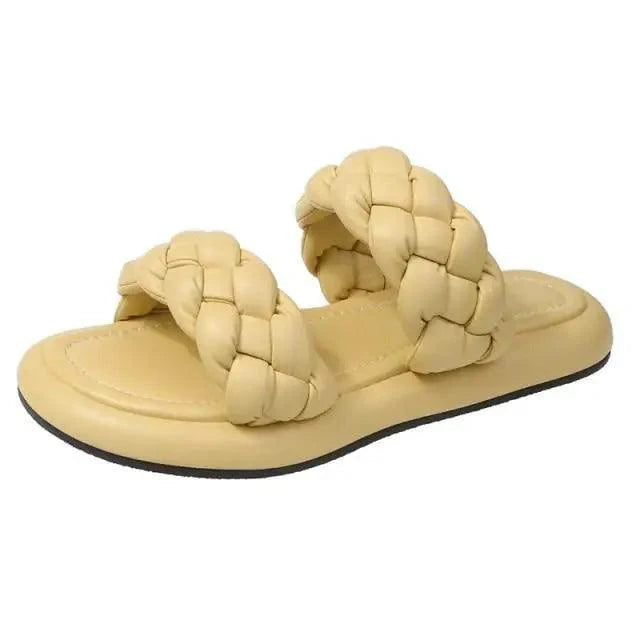 Elegant Solid Sandals Comfortable Women Summer Collection - Narrow Band Platform Cute Sandals Slippers Outfit indoor outdoor Stevvex