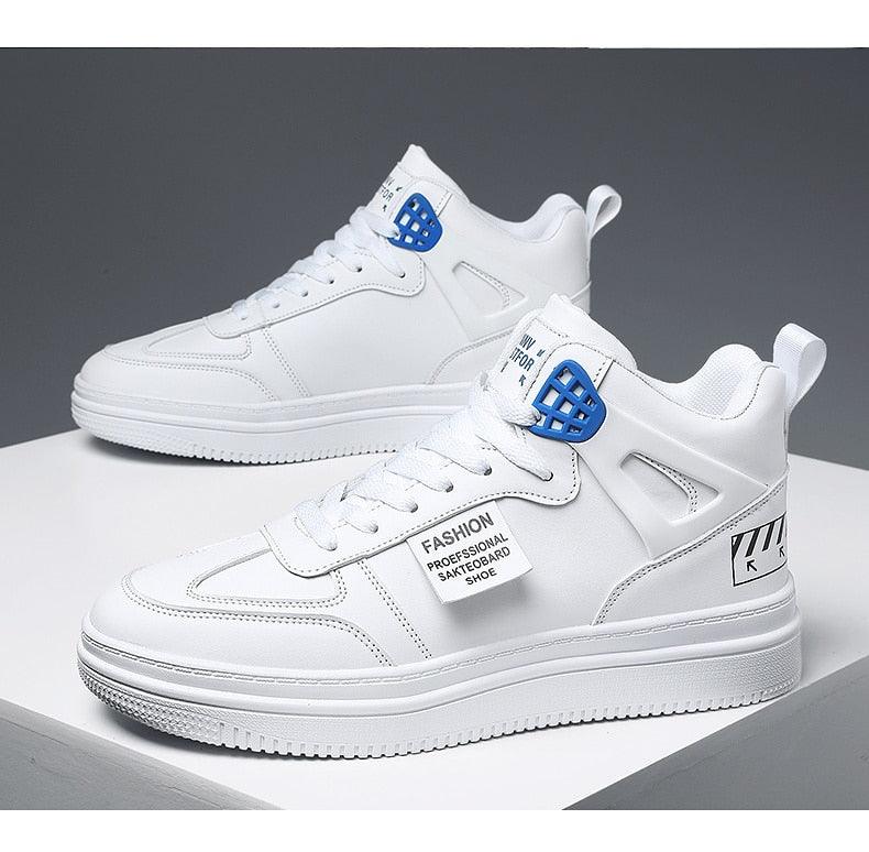 Elegant Sport Men's Sneaker Trend High Top Platform Shoes Spring Vulcanized Shoes Leather Casual Sport Fashion Flat Low Top Sneaker Lace-up Modern Design Stevvex
