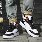 Elegant Sport Men's Sneaker Trend High Top Platform Shoes Spring Vulcanized Shoes Leather Casual Sport Fashion Flat Low Top Sneaker Lace-up Modern Design Stevvex