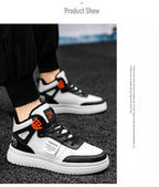 Elegant Sport Men's Sneaker Trend High Top Platform Shoes Spring Vulcanized Shoes Leather Casual Sport Fashion Flat Low Top Sneaker Lace-up Modern Design Stevvex