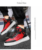 Elegant Sport Men's Sneaker Trend High Top Platform Shoes Spring Vulcanized Shoes Leather Casual Sport Fashion Flat Low Top Sneaker Lace-up Modern Design Stevvex