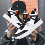Elegant Sport Men's Sneaker Trend High Top Platform Shoes Spring Vulcanized Shoes Leather Casual Sport Fashion Flat Low Top Sneaker Lace-up Modern Design Stevvex