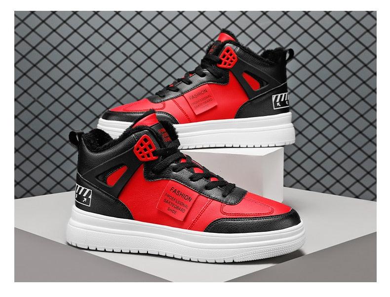 Elegant Sport Men's Sneaker Trend High Top Platform Shoes Spring Vulcanized Shoes Leather Casual Sport Fashion Flat Low Top Sneaker Lace-up Modern Design Stevvex