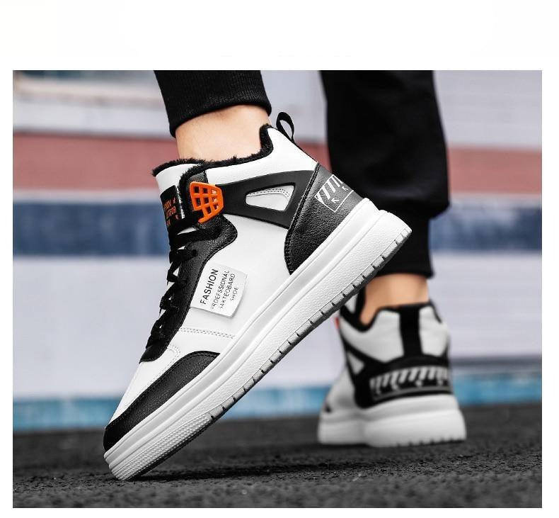Elegant Sport Men's Sneaker Trend High Top Platform Shoes Spring Vulcanized Shoes Leather Casual Sport Fashion Flat Low Top Sneaker Lace-up Modern Design Stevvex