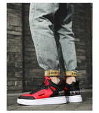 Elegant Sport Men's Sneaker Trend High Top Platform Shoes Spring Vulcanized Shoes Leather Casual Sport Fashion Flat Low Top Sneaker Lace-up Modern Design Stevvex